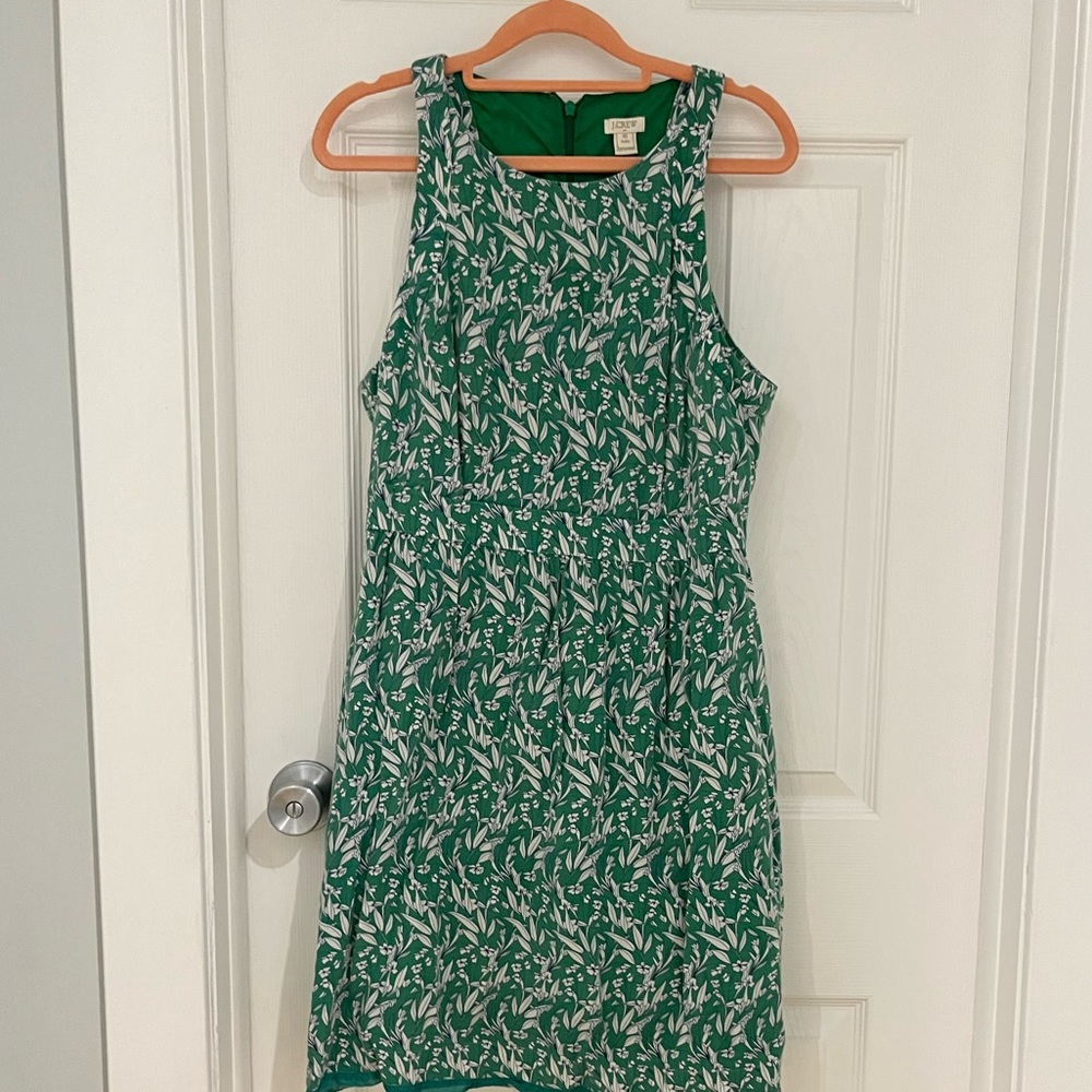 J. Crew Green Floral Dress